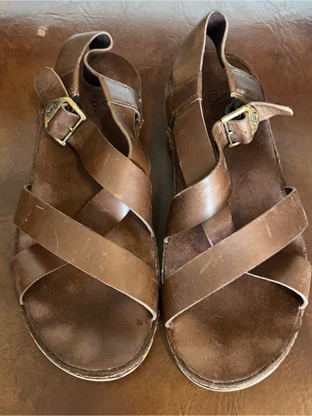 Chaco Women's Wayfarer Sandal Brown Leather size Women 8 summer sandal